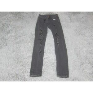 Para Jeans Womens 3 Black Dark Wash Distressed Skinny Stretch Denim